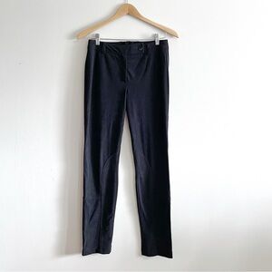 Escada Black Suede Pants -Straight Cut Zip Button-Luxury Designer, Women 36 US 6